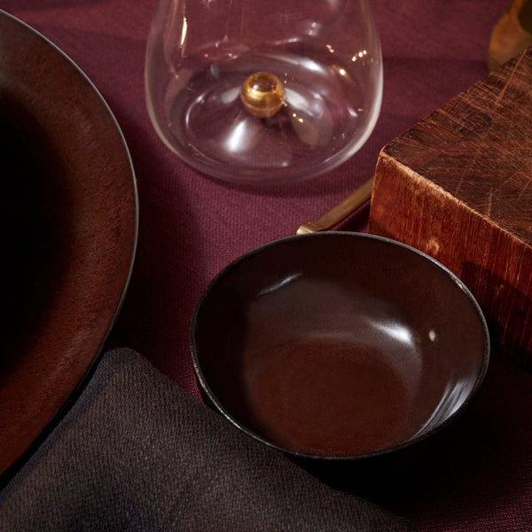 X-Small Terra Sauce Bowl in Wine by L'OBJET - Hand-Crafted from Porcelain and Glazed Meticulously - Organic Shape