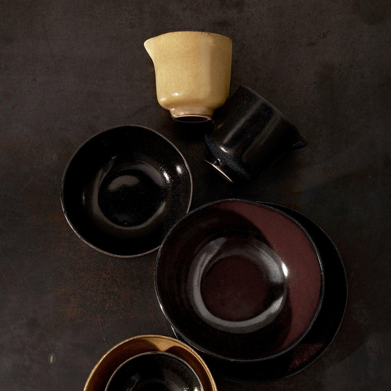 Terra Sauce Server in Leather by L'OBJET - Hand-Crafted from Porcelain and Glazed Meticulously - Organic Shape