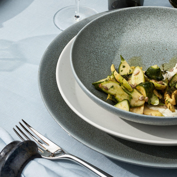 Terra Soup Plate in Seafoam by L'OBJET - Hand-Crafted from Porcelain and Glazed Meticulously - Organic Shape