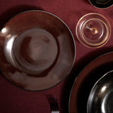 Terra Soup Plate in Wine by L'OBJET - Hand-Crafted from Porcelain and Glazed Meticulously - Organic Shape