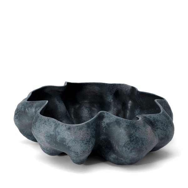 Large Timna Bowl in Aged Iron - Sculpted from Porcelain - Flowing Vessel Features Exemplary Craftsmanship with Detailed Finish