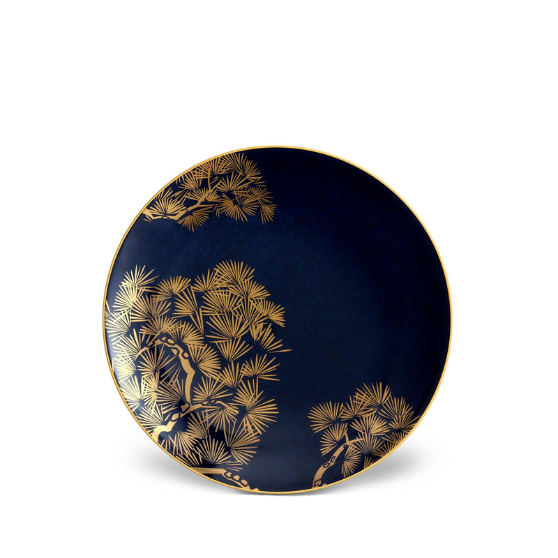 Set of Four Zen Bonsai Dessert Plates by L'OBJET - Mystical Aesthetic with Midnight Blue Background - Visionary Workmanship