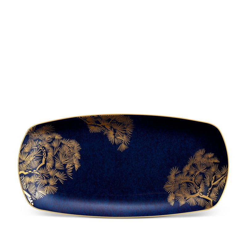 Medium Zen Bonsai Rectangular Tray by L'OBJET - Mystical Aesthetic with Midnight Blue Background - Visionary Workmanship