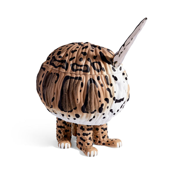 Brown and Black Haas Cloud Leopard Vessel - Exclusive Vessel Hand-Painted with Attention to Detail - Mystical Sculpture